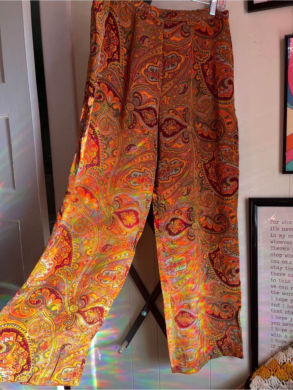 Adrienne Vittadini Orange Paisley Wide-Leg Pants - Picture 3 of 6